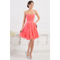 Grace Karin Strapless Chiffon simples e curtos padrões de vestido de baile rosa de melancia CL6297